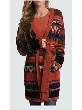 Frye SADIE FAIRISLE HIPPIE Southwestern Knit Cardigan Sweater Wool Size XS